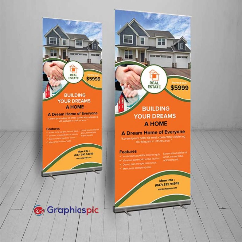 Creative Real Estate Property Home Roll Up Banner Standee Template