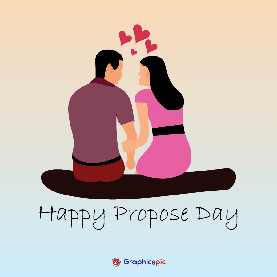 Loving couple happy propose day Illustration image – free vector ...