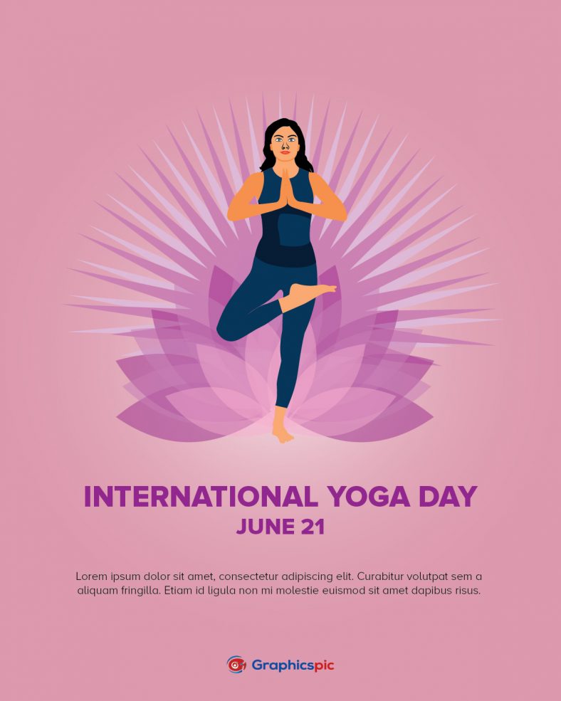 International yoga day with pink background image vector Graphics Pic