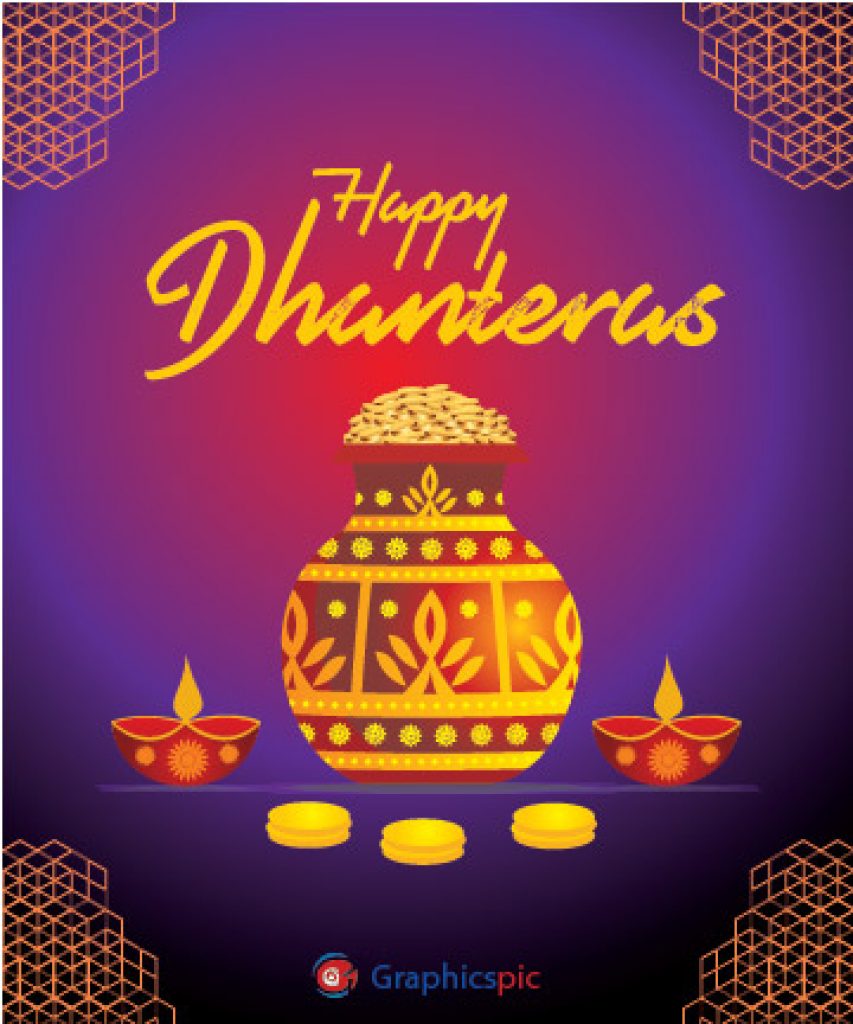 Beautiful Happy dhanteras festival card - free vector - Graphics Pic