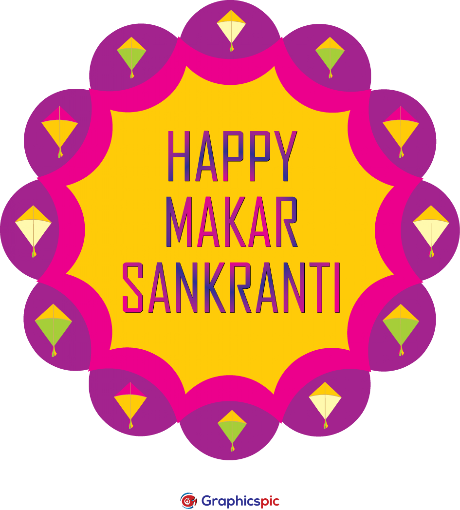Happy Makar Sankranti Festival Card With Kite Design Free Vector