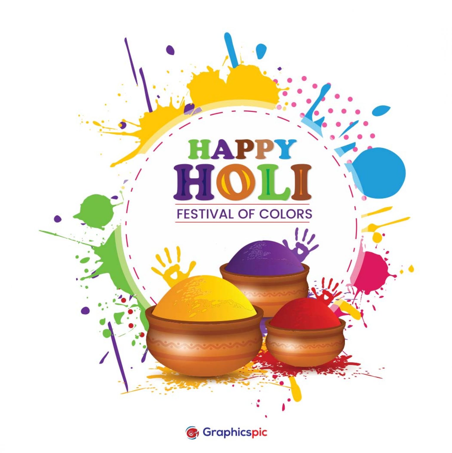 Colorful flat holi gulal festival vector illustration - Free Vector ...