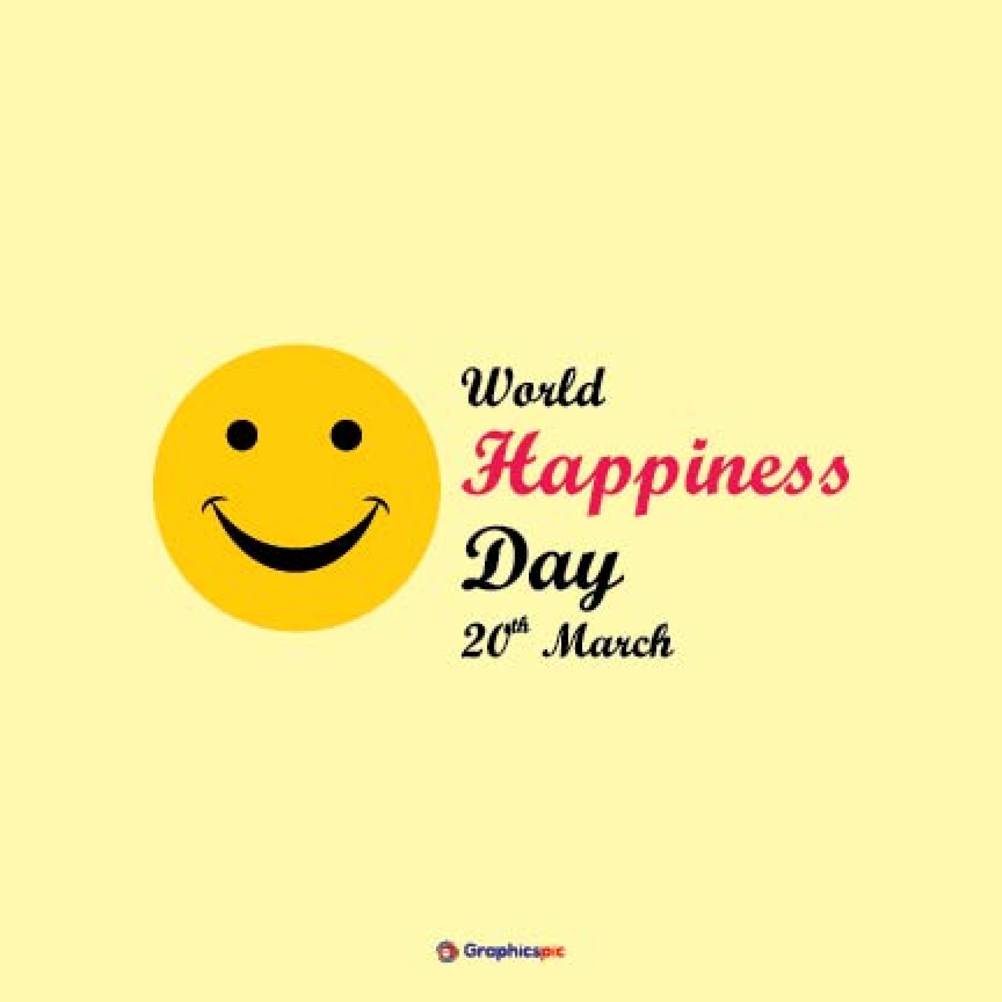 World happiness day on yellow background free vector Graphics Pic