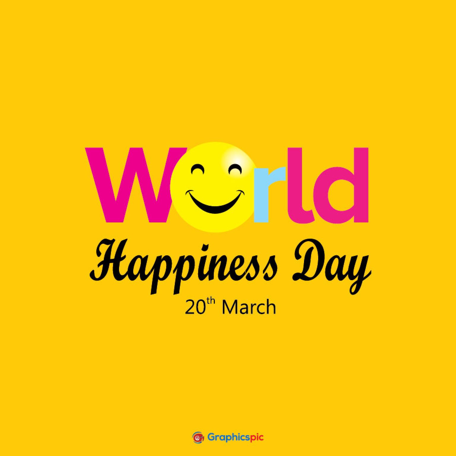 World happiness day, 20th March image free vector Graphics Pic