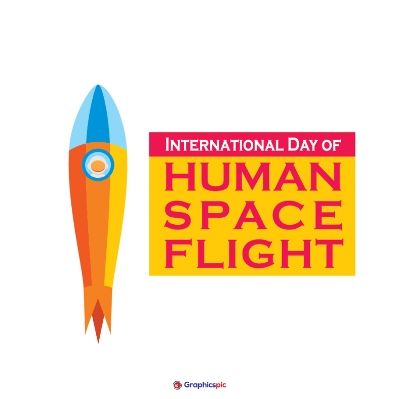 International day of human space flight illustration post typography