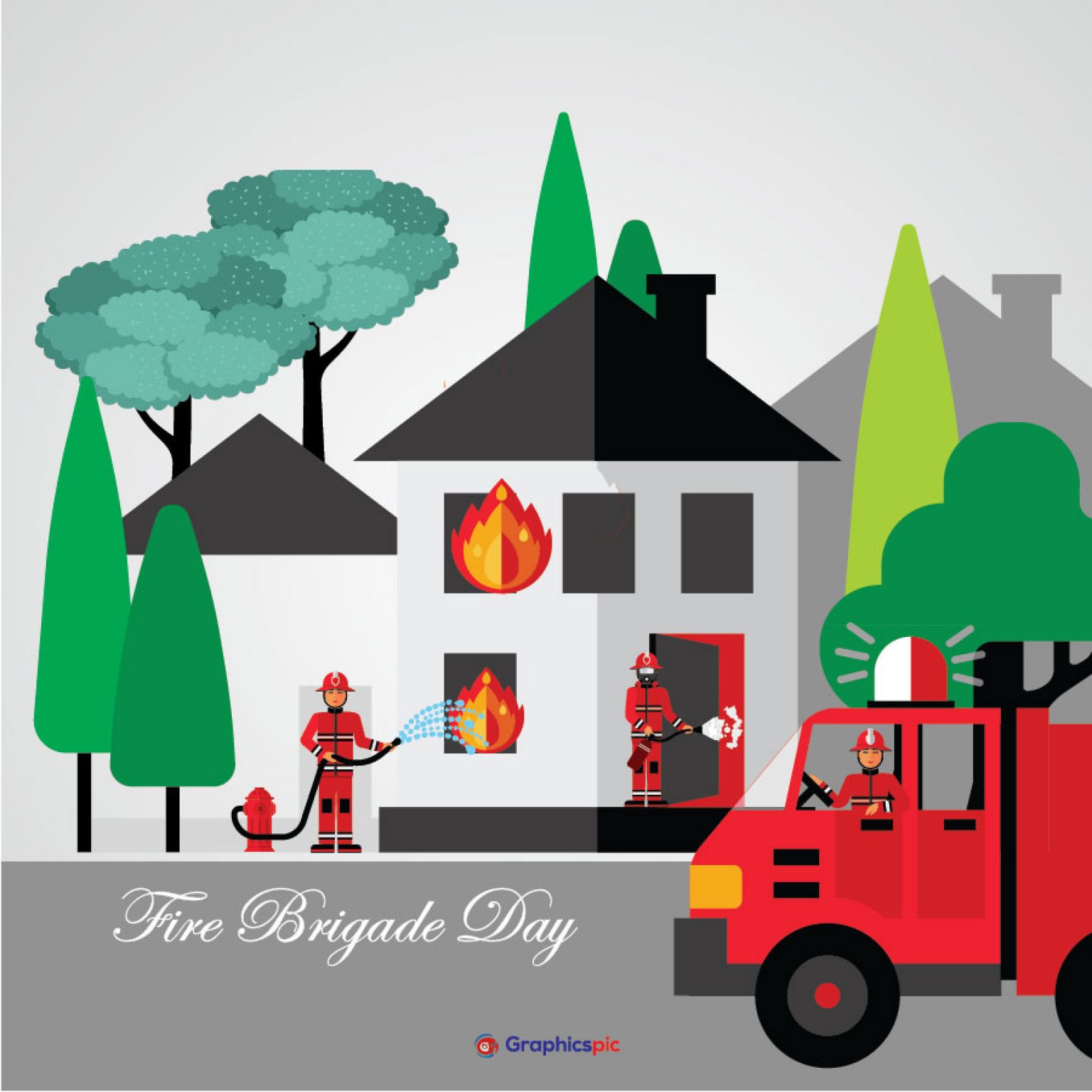 Fire brigade day Firefighter vector images, illustrations, and clip art