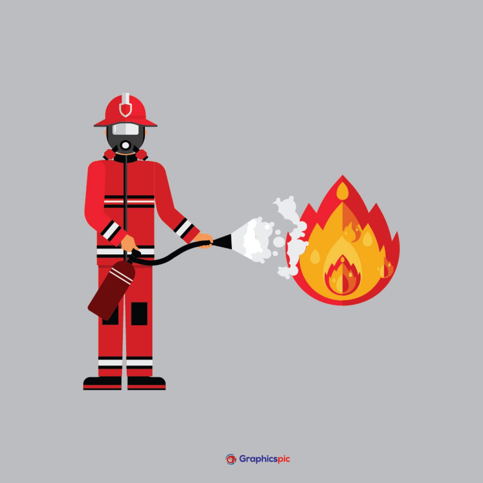 Extinguisher in hands. firefighter with fire red extinguisher ...