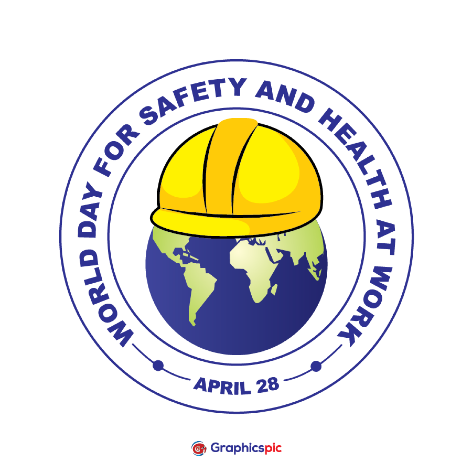 World day for safety and health at work icon with glob & helmet