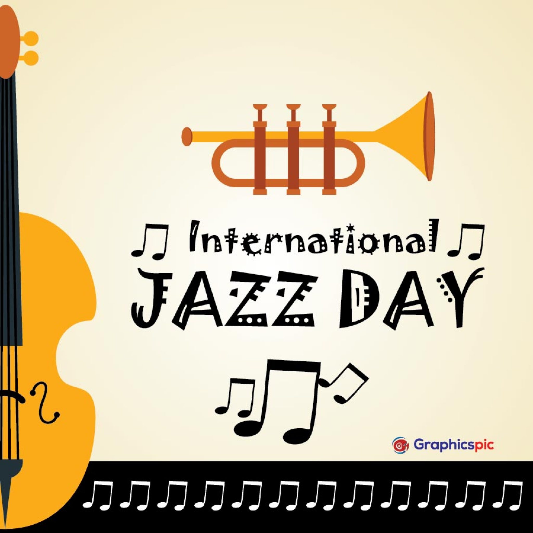 International jazz day in flat design with music instrument Free