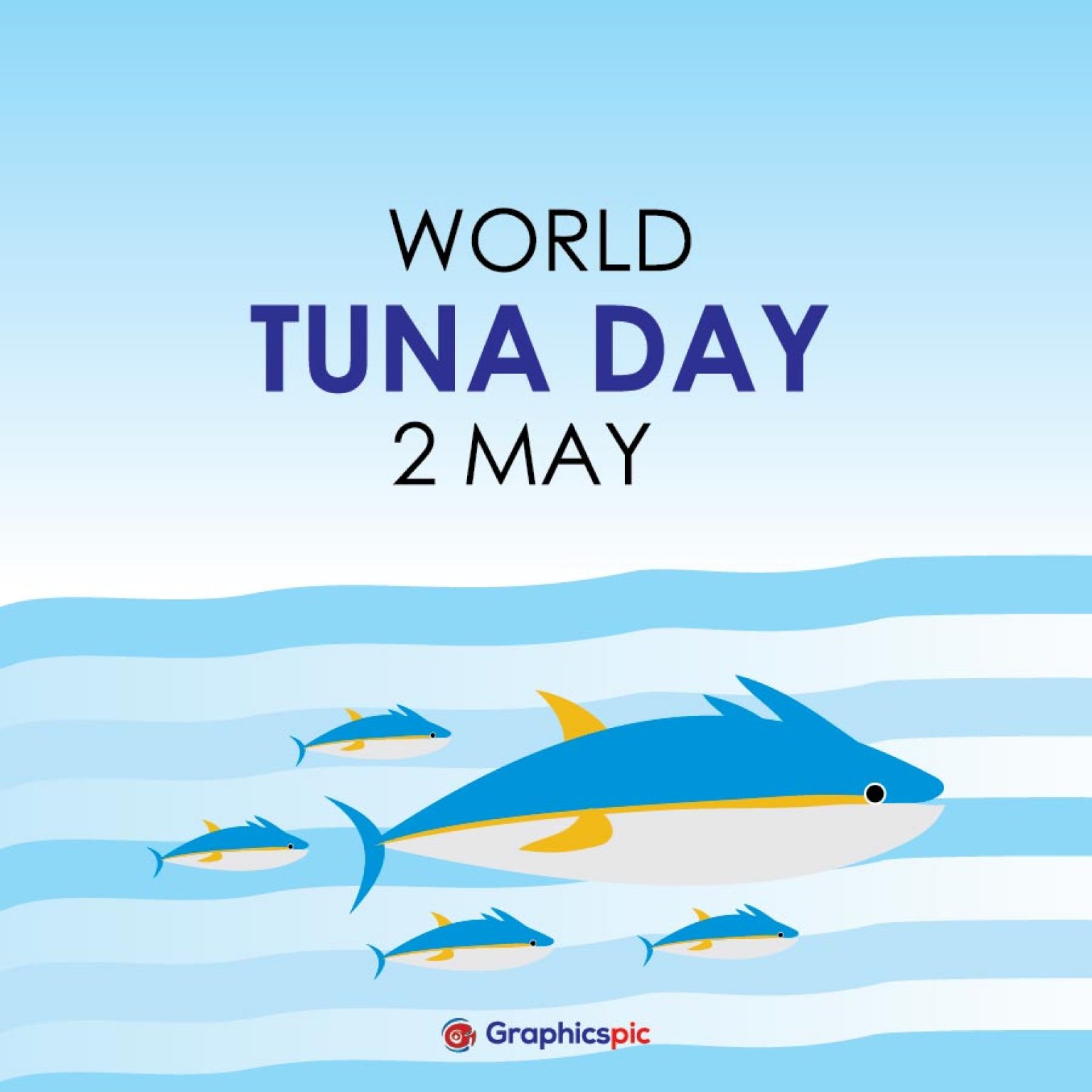 World tuna day vector illustration poster with fish silhouette free