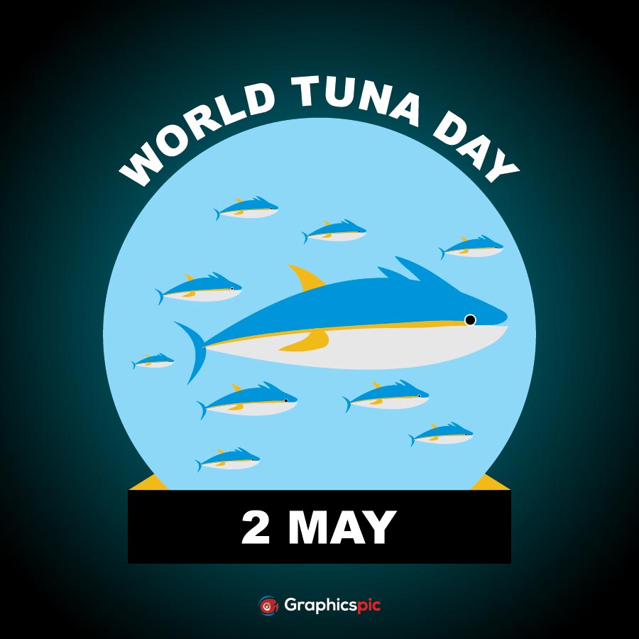 Vector illustration ffor world tuna day with fish logo background ...