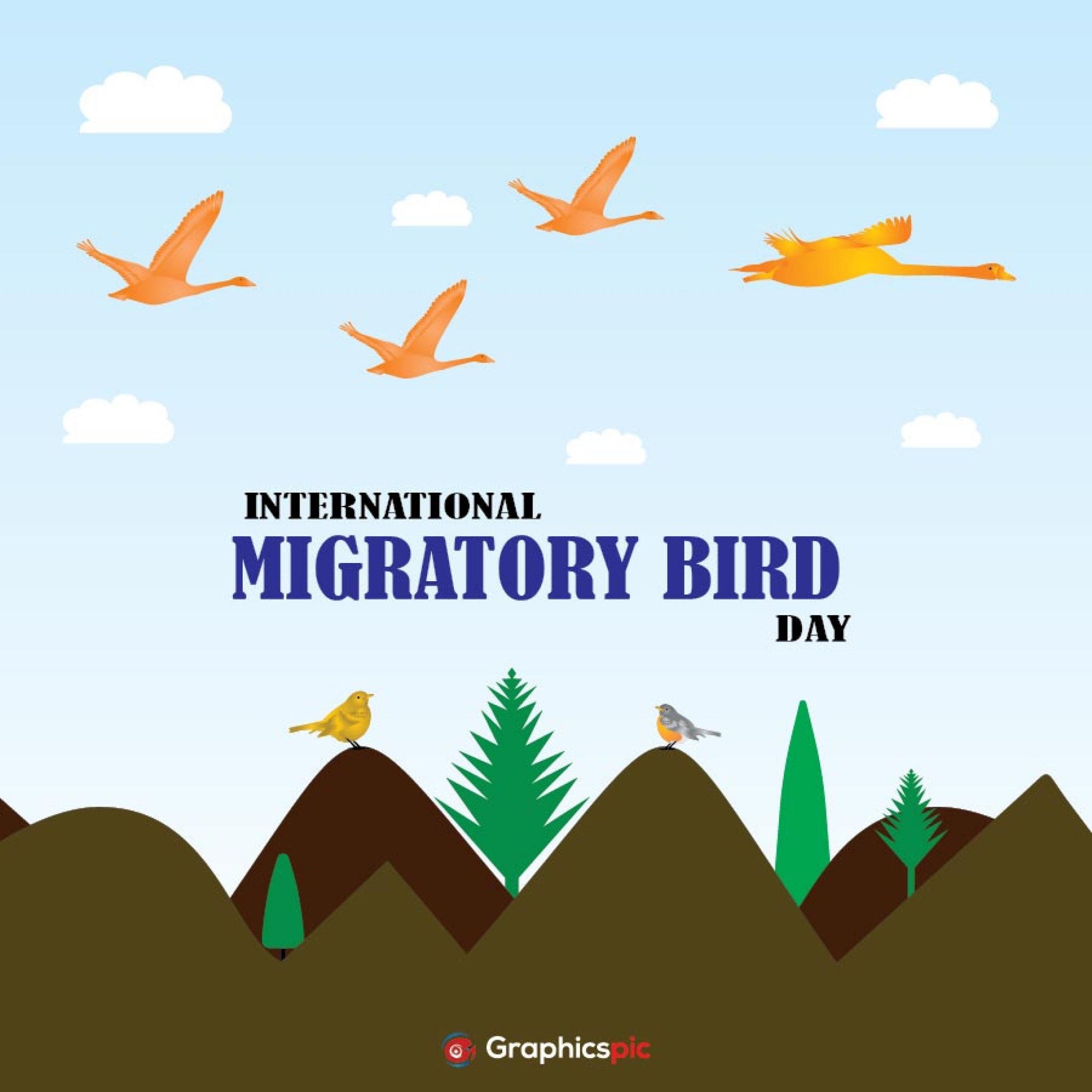 World Migratory Bird Day and flying birds free vector Graphics Pic