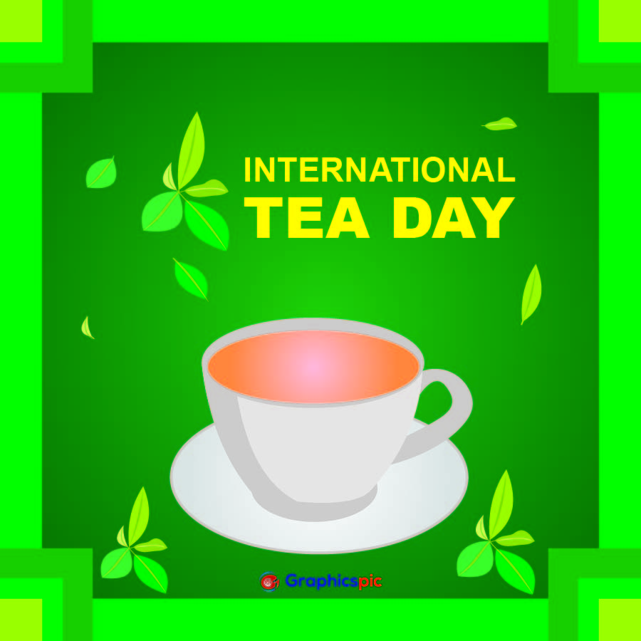 International Tea Day green background Illustration Free Vector