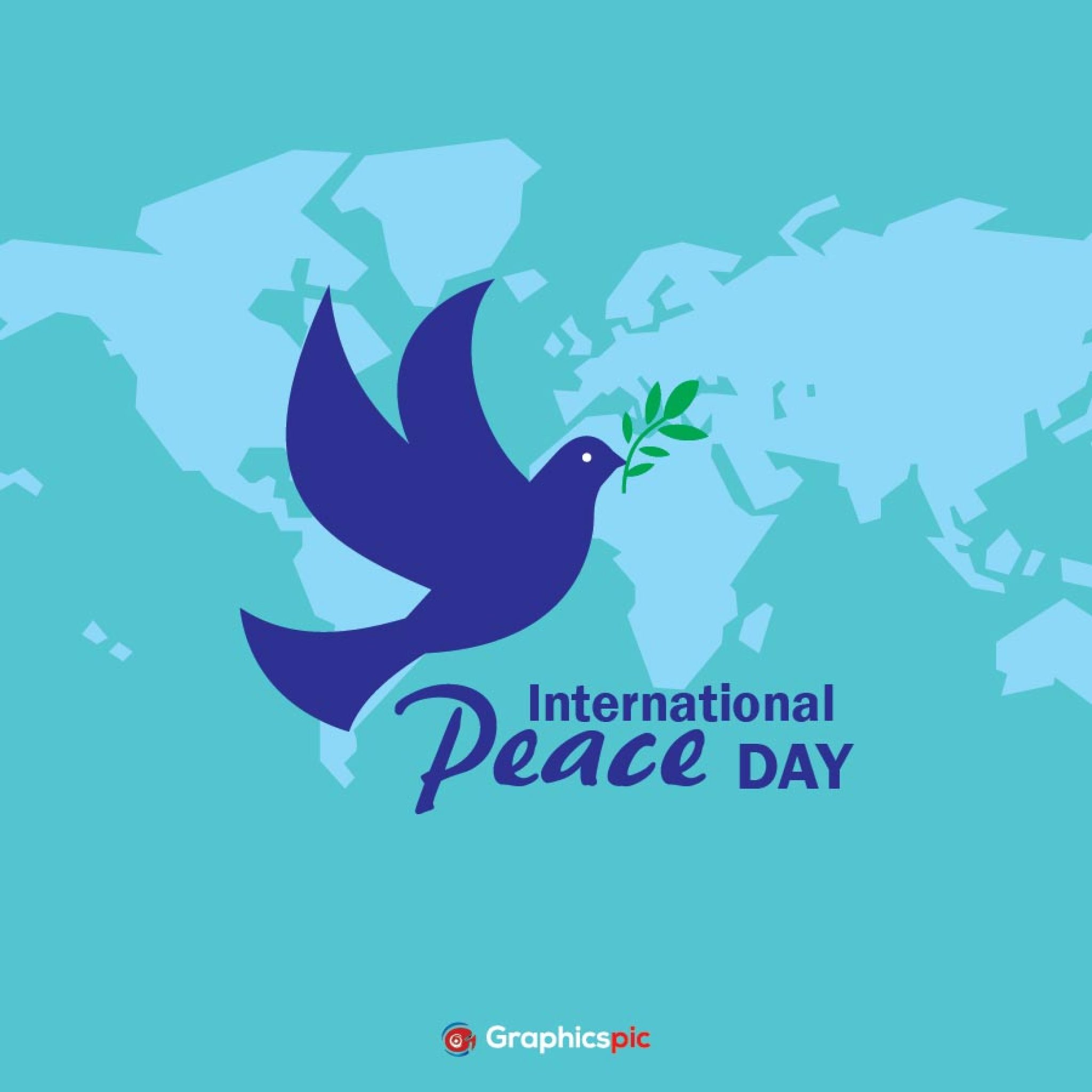 International peace day with dove & world map - Free Vector - Graphics Pic