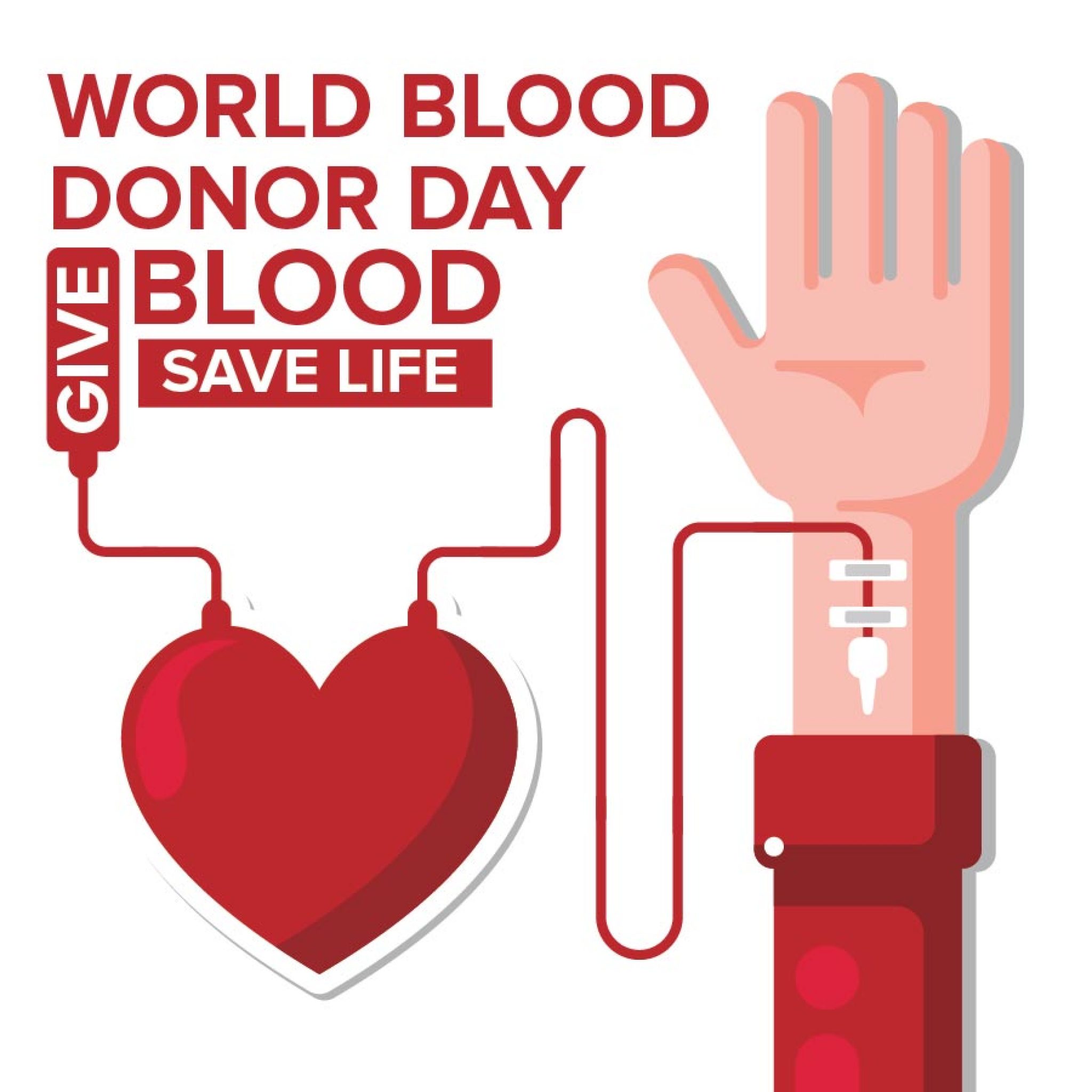 Vector illustration of world blood donor day background with arm and a