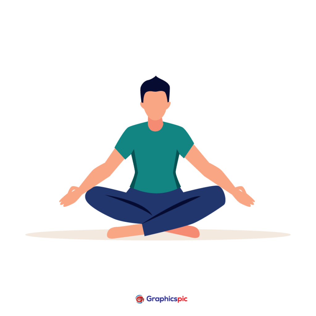 Flat design of meditation concept with man icon illustration - free ...