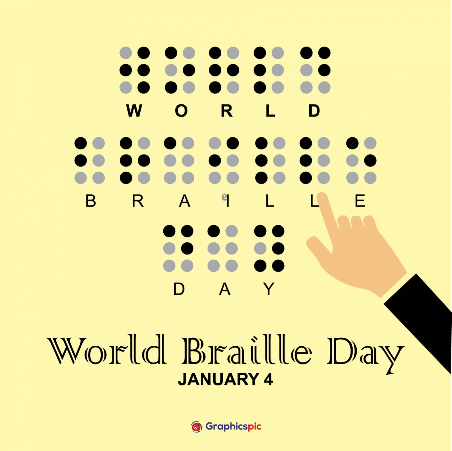 Happy World Braille Day vector illustration. Suitable for greeting card