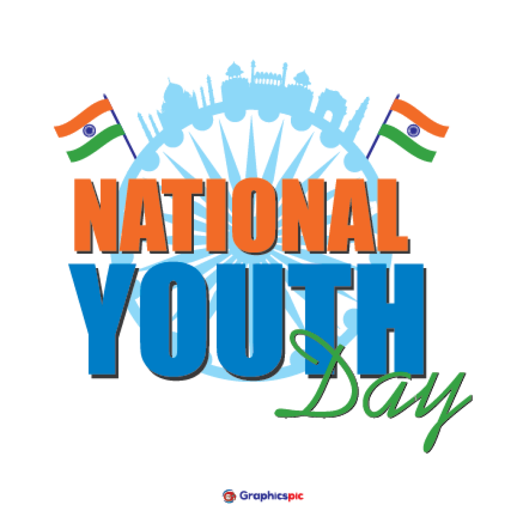 National Youth Day, January 12 with Indian flag free vector