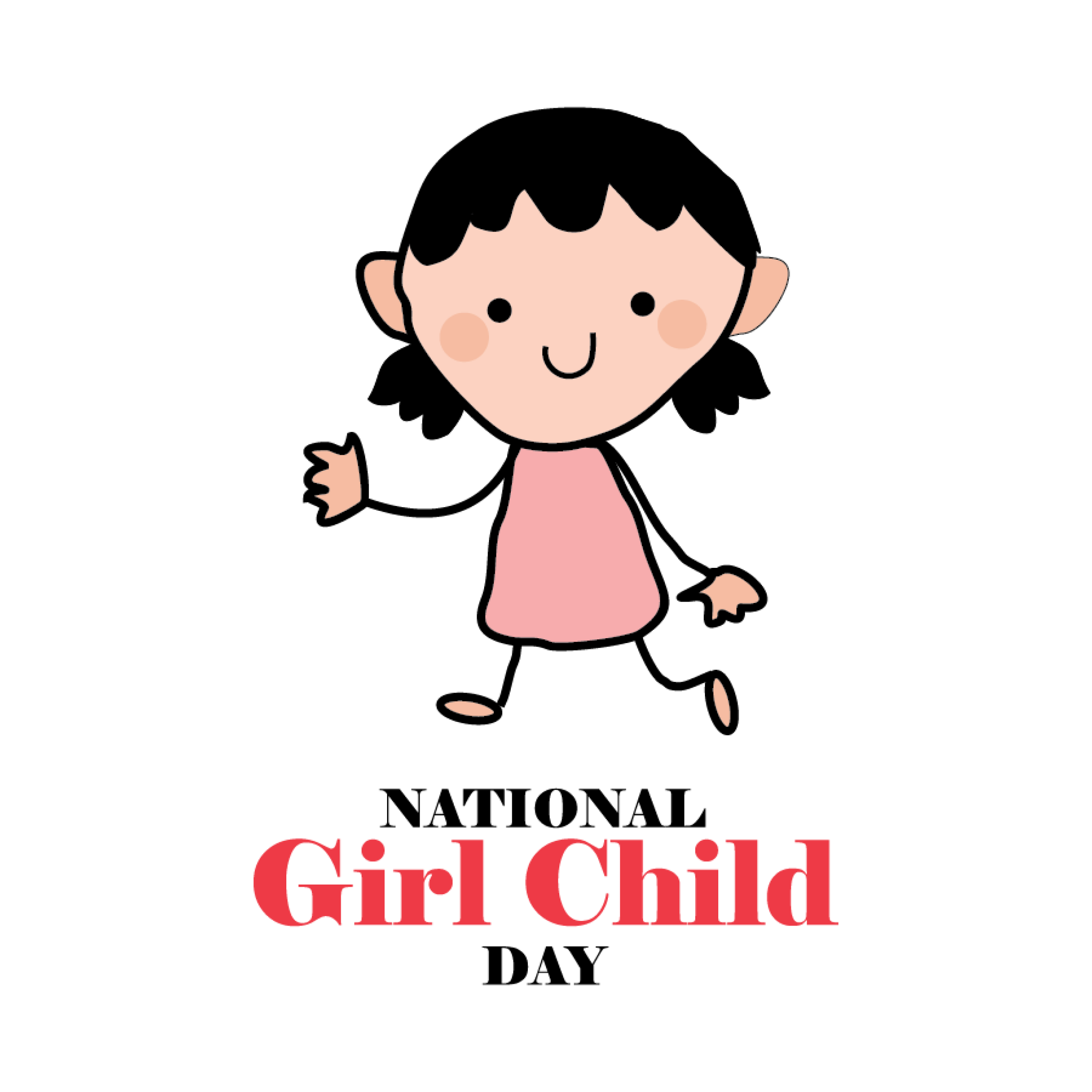 National Girl Child Day With Girl Icon Vector Image Free Vector