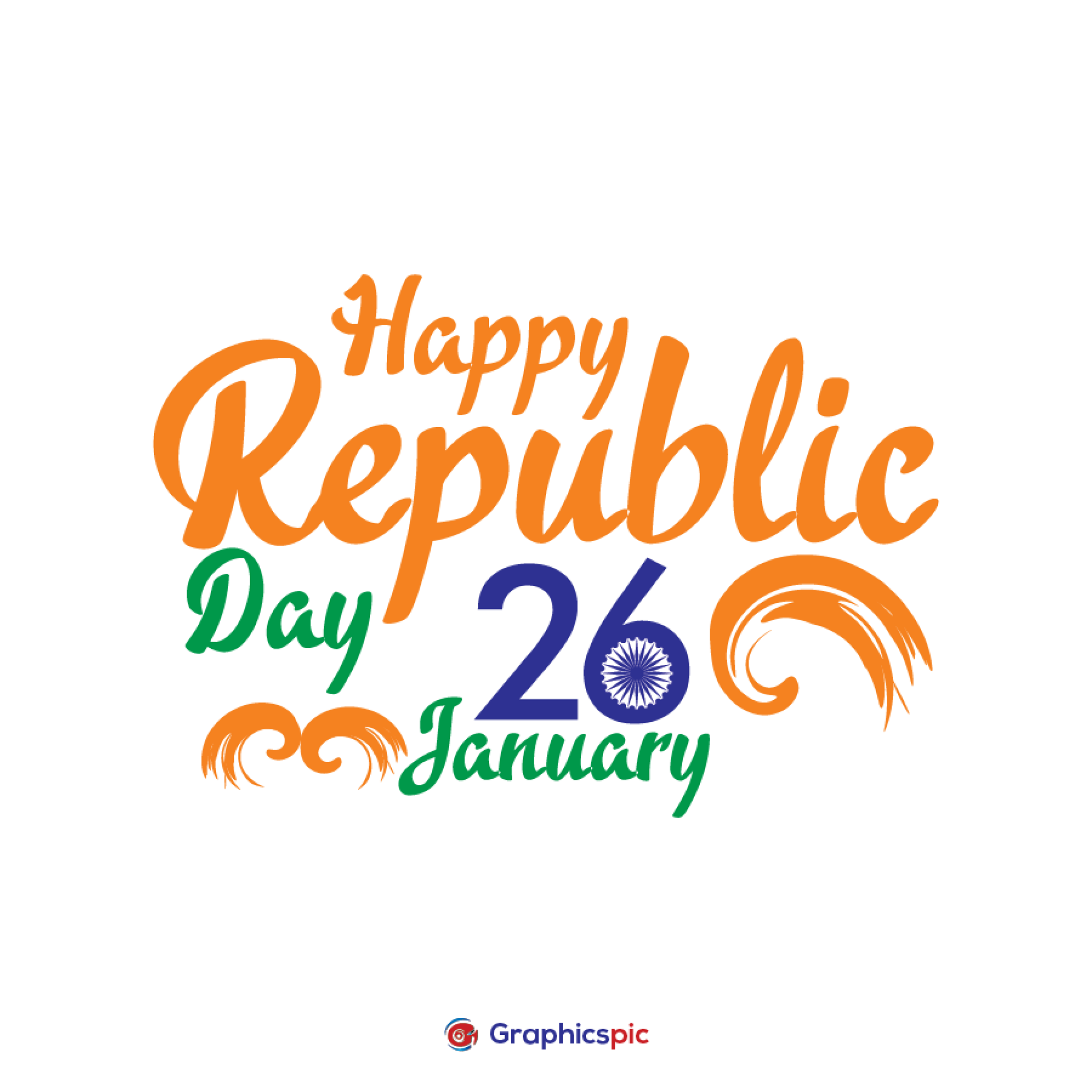 26 January Happy India Republic Day Typography symbol Template Design