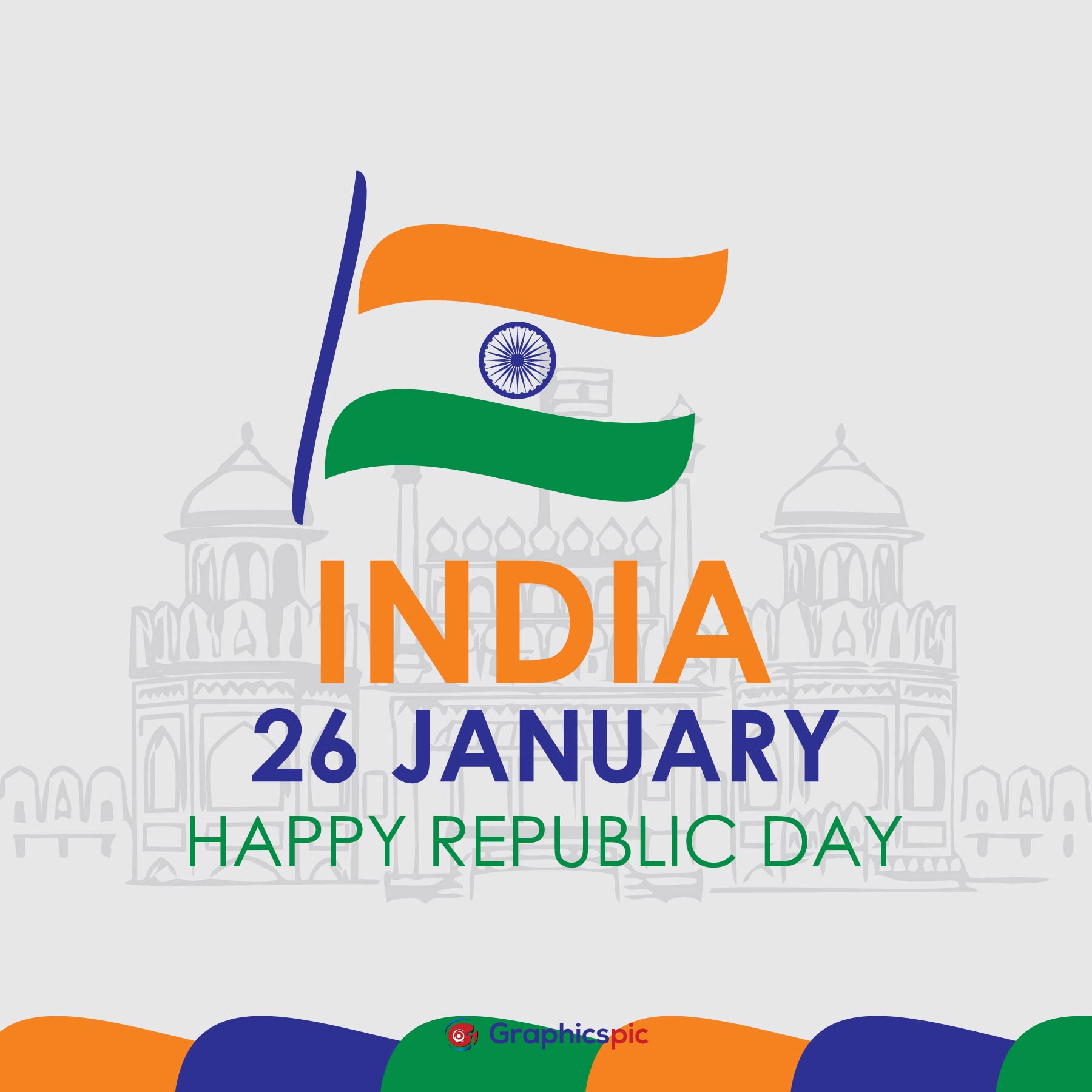 Elegant indian flag background for 26 january happy republic day  celebration image - Free Vector - Graphics Pic