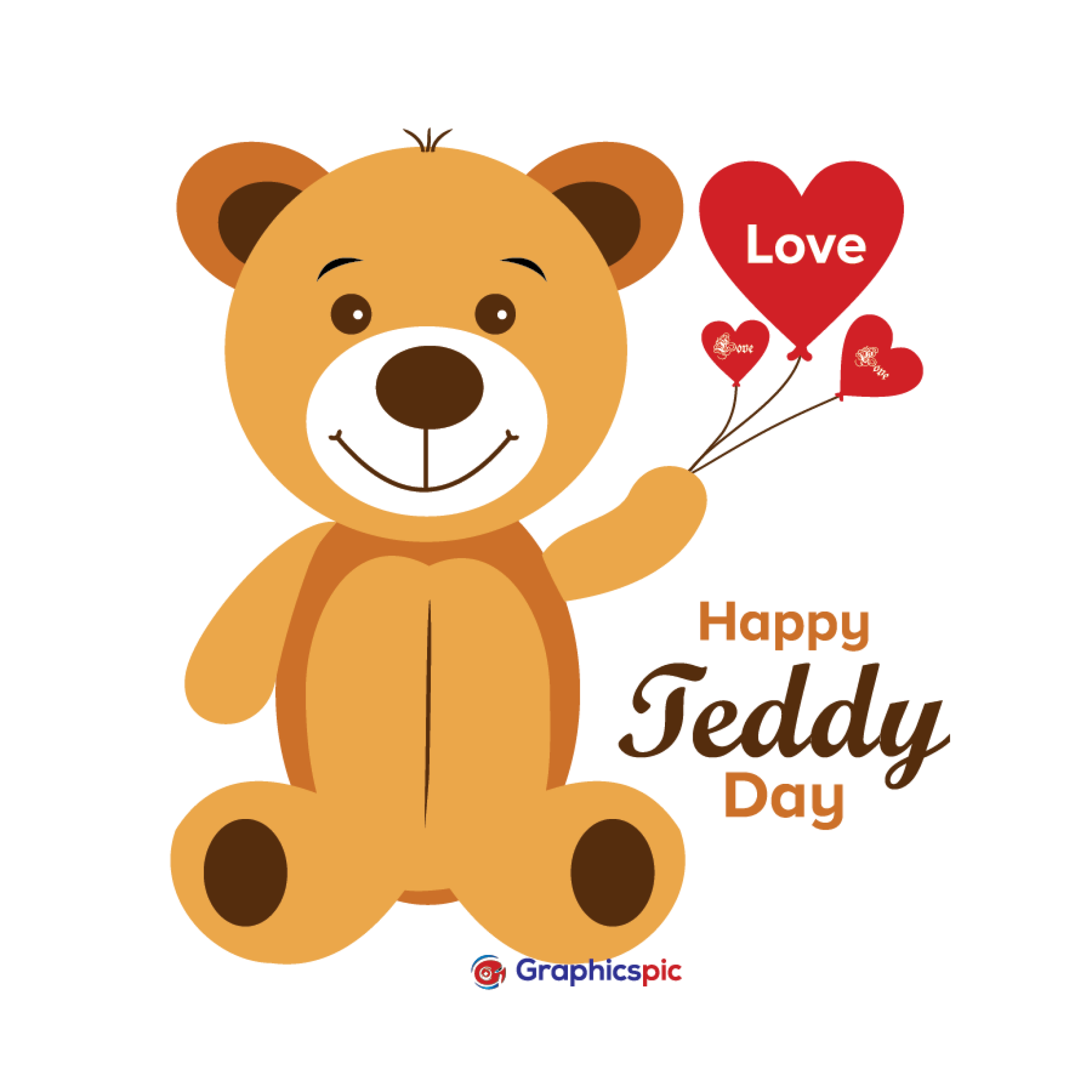 Vector illustration for happy teddy day February 10 with teddy & heart ...