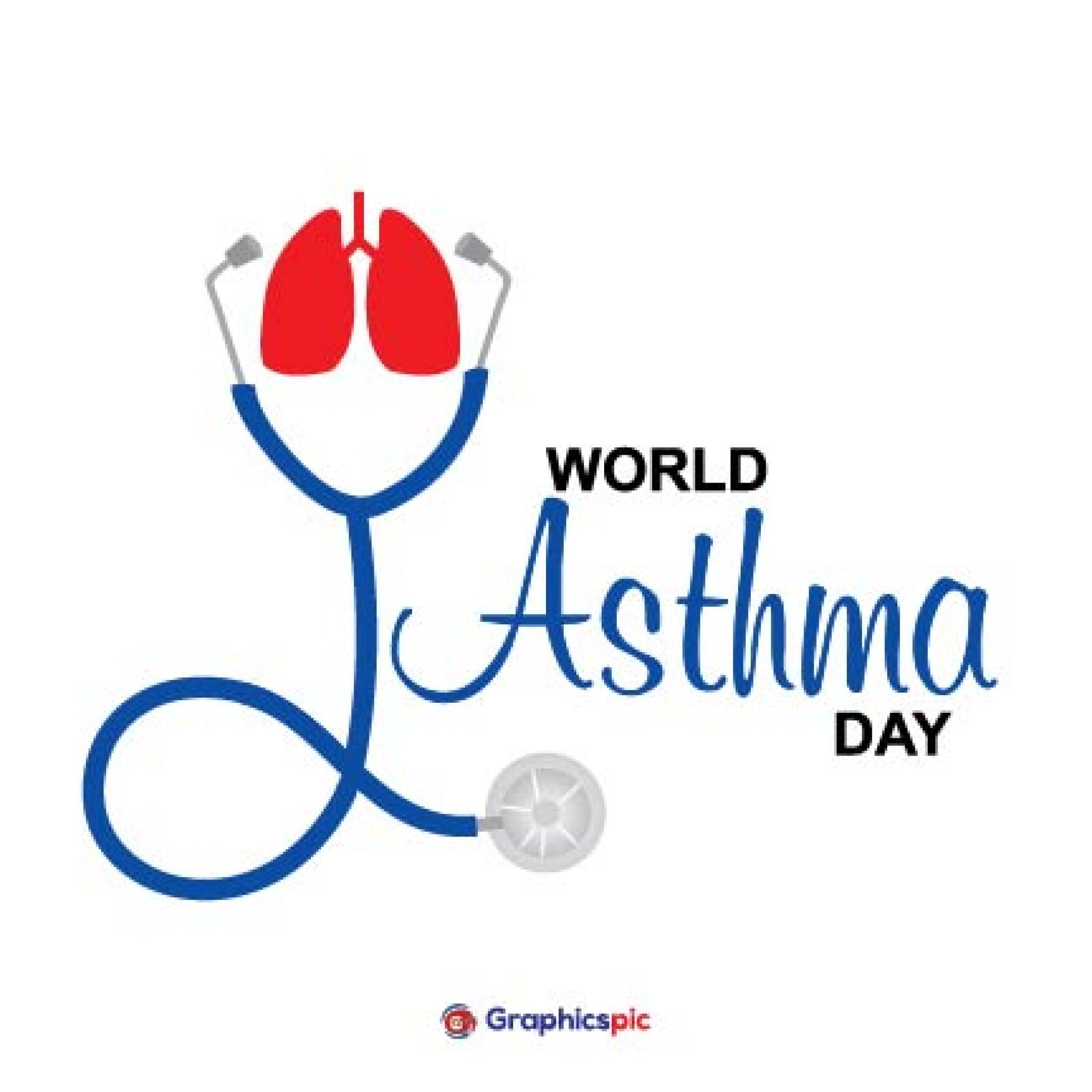 World Asthma Day awareness poster with healthy lungs illustration