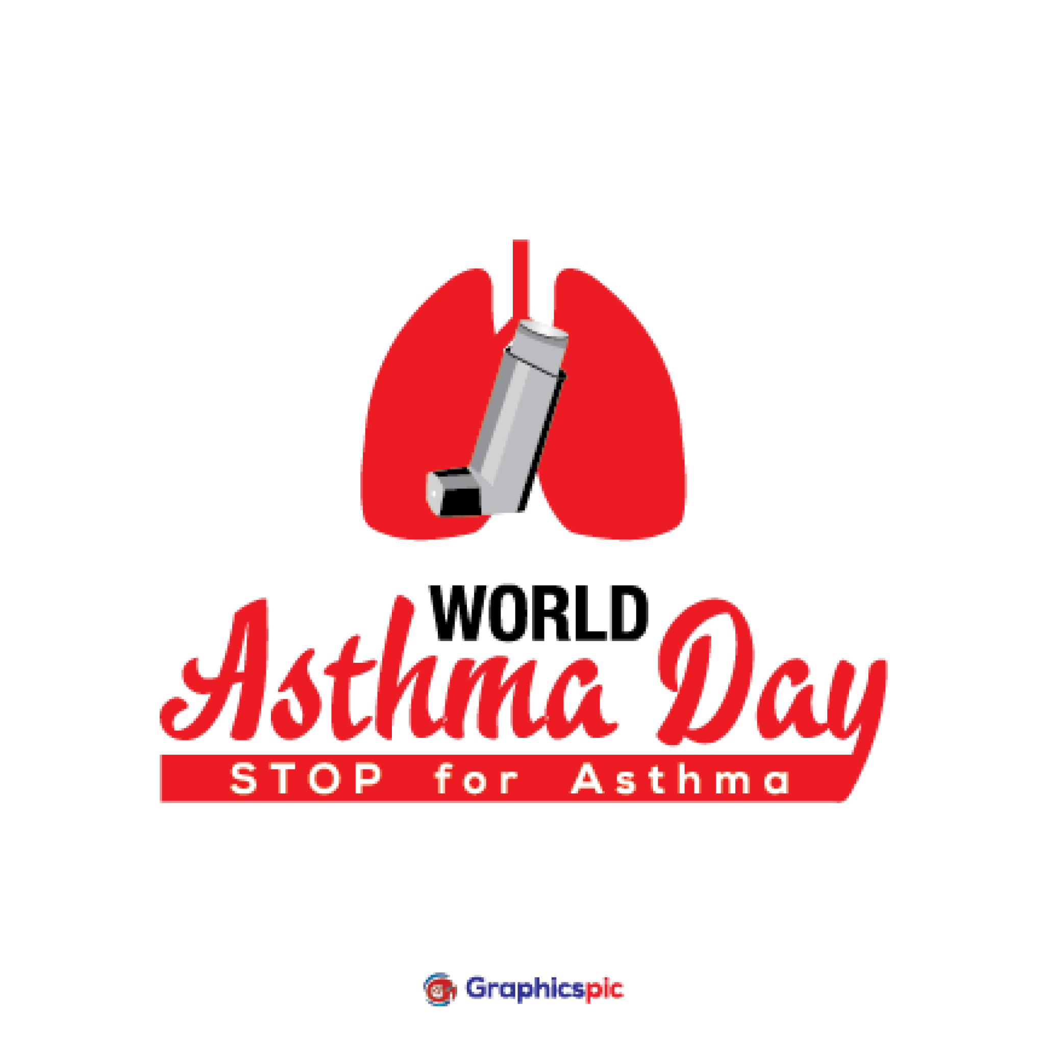 World Asthma Day (Stop for Asthma) With Inhaler and Stylish Text Icon ...