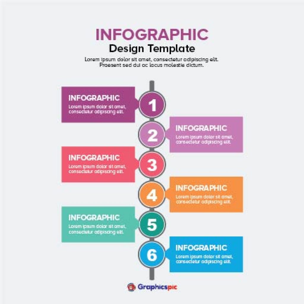 6 Step Idea Infographic template design. 6 elements, options, workflow ...