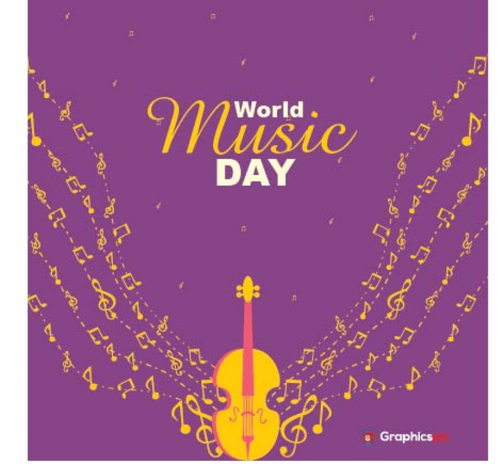 World Music Day with musical instrument vector. World Day of Music