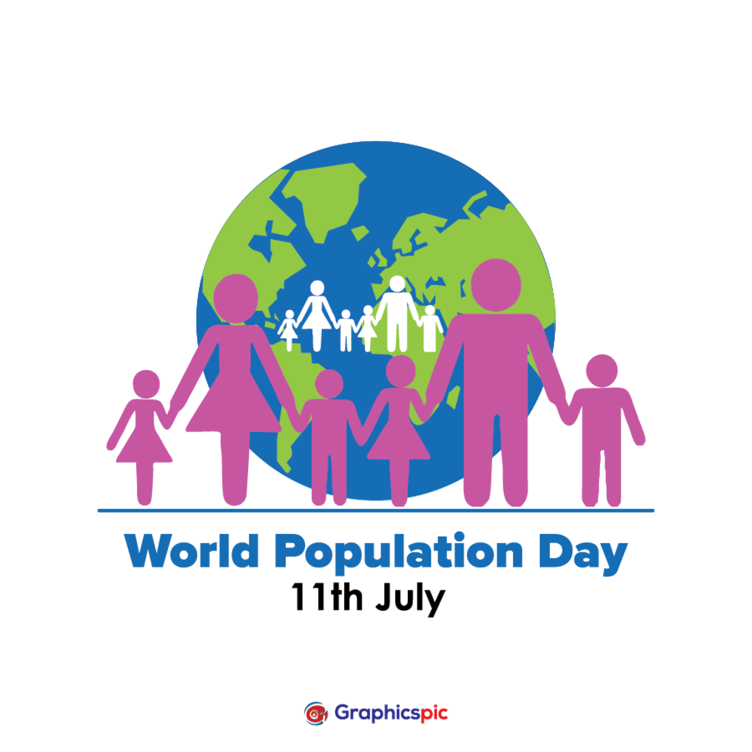 Illustration of Poster or banner for World Population day Greeting with